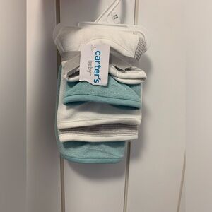 NWT Carter's Baby Washcloth Set - Blue, White, Gray